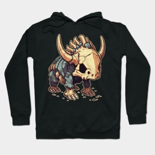 Super Scary Chibi Triceratops Isometric Dinosaur Skeleton Hoodie